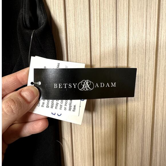 Betsy & Adam "Christine" Scuba Crepe Ruffled Bow Gown in Black Size 8 - Picture 4 of 8